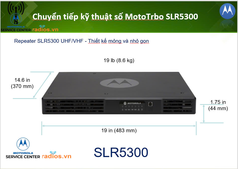 Hệ thống chuyển tiếp kỹ thuật số Motorola SLR5300 UHF/VHF 50W AZR10QCGANQ1AN